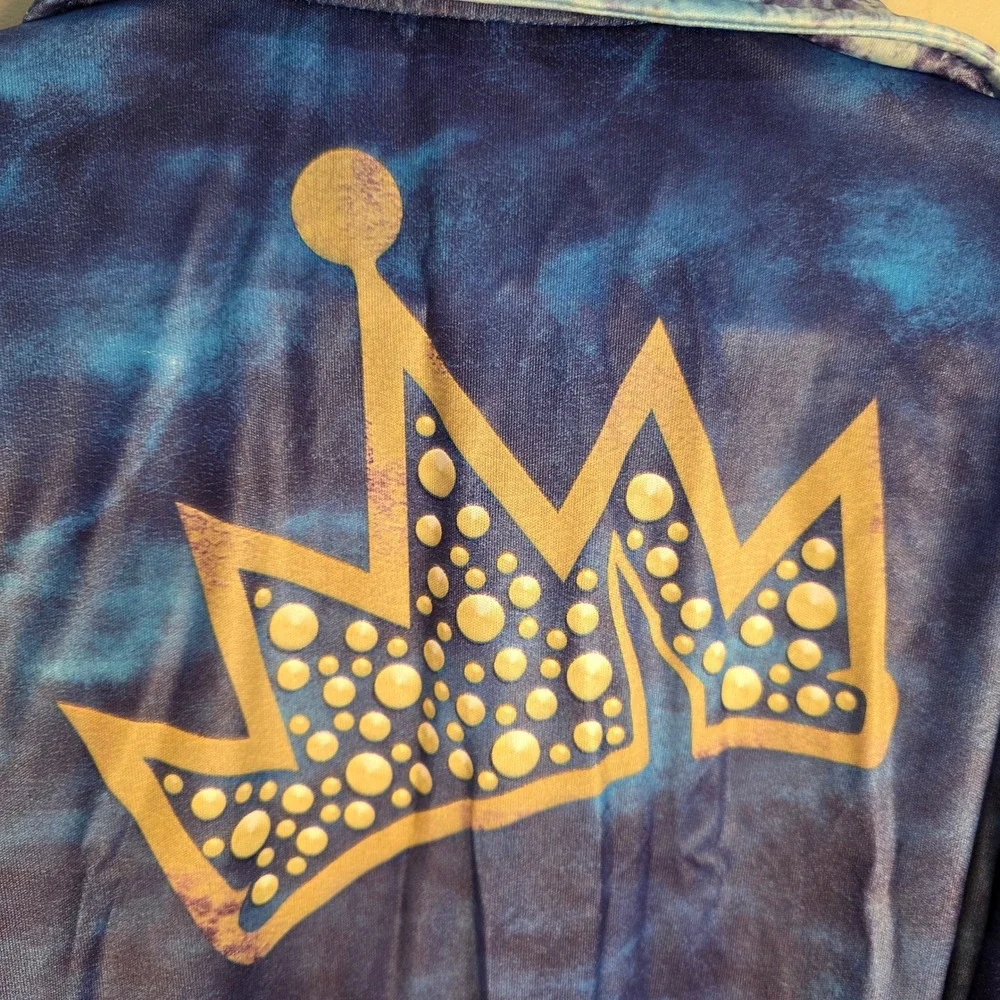 Disney Descendants Evie Costume Dress Girls Large 12 Blue Moto Jacket Graffiti